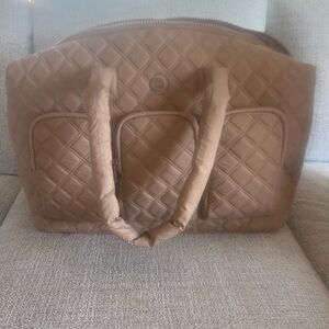 Quilted Tan Travel Bag